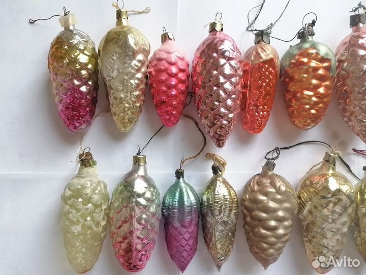 Ёлочные игрушки Шишки стекло СССР набор