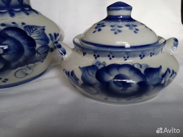 Чайник с сахарницей Гжель 70-80гг