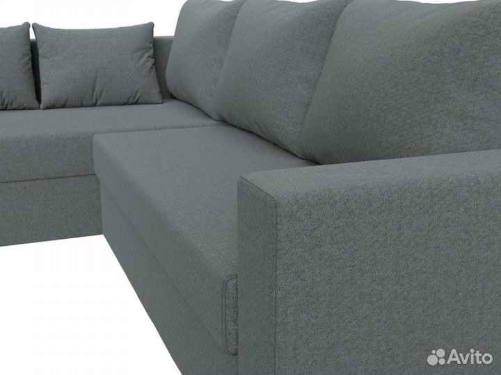 Диван угловой Мансберг левый угол, рогожка, амур серый