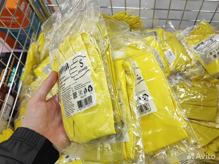 Перчатки хозяйственные резиновые