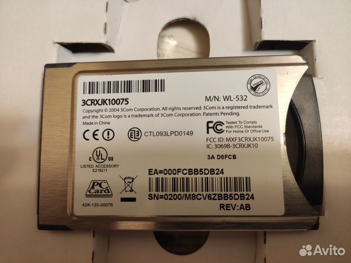 Wi-Fi 3COM 108Mbps 11g xjack PC Card