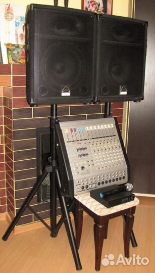 Колонки W15 1200W Микшер-Усилитель Микрофон Стойки