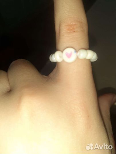Кольцо из бисера сердце