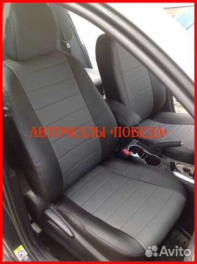 Чехлы Toyota Corolla 11 из экокожи чёрно-серые