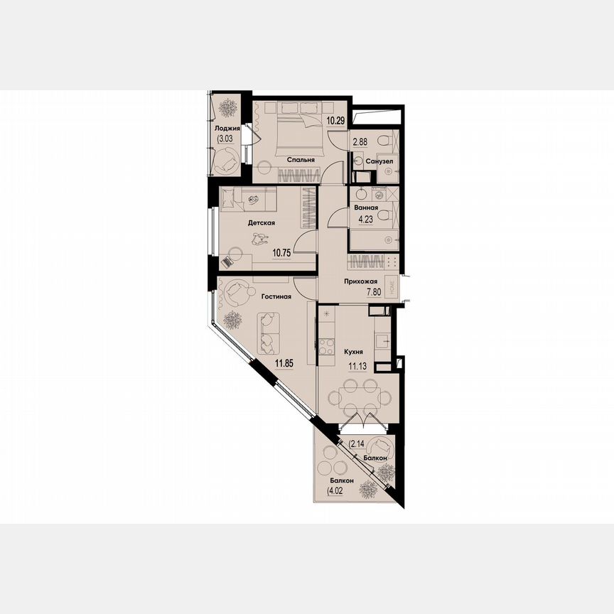 3-к. квартира, 62,7 м², 5/12 эт.