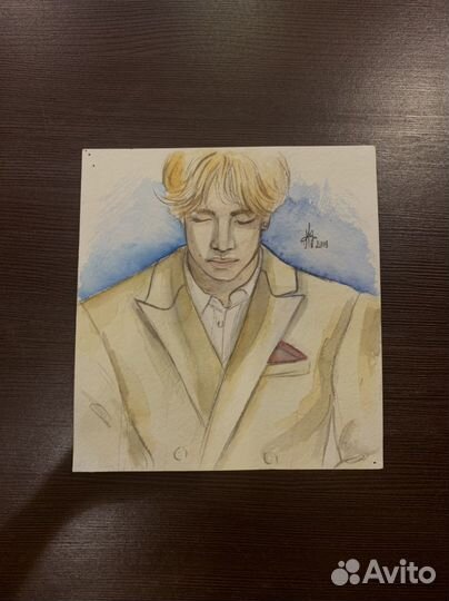 BTS Тэхен портретный рисунок