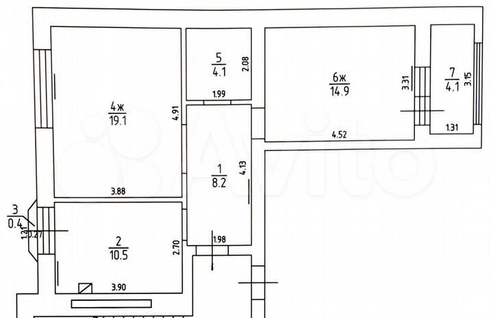 4-к. квартира, 108,1 м², 7/7 эт.