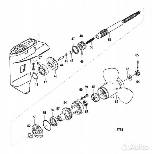 Вал гребной Yamaha (Ямаха) 40-50 л.с 2 такта