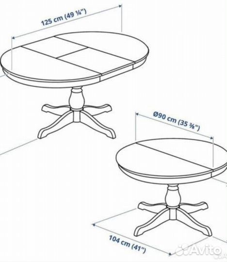 Стол раскладной круглый IKEA ingatorp