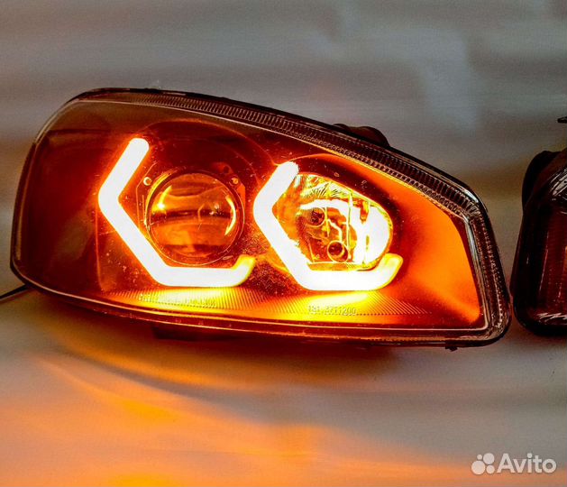 Тюнинг фары калина 1 ангельские глазки bi led