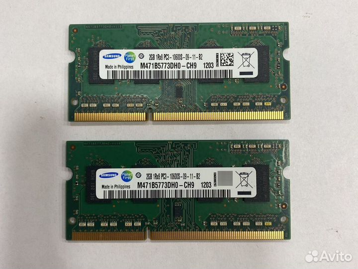 Samsung 2GB 1Rx8 PC3 - 10600S-09-11-B2 (2 штуки)