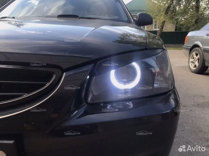 Реснички на фары косые Hyundai Accent 1999-2012