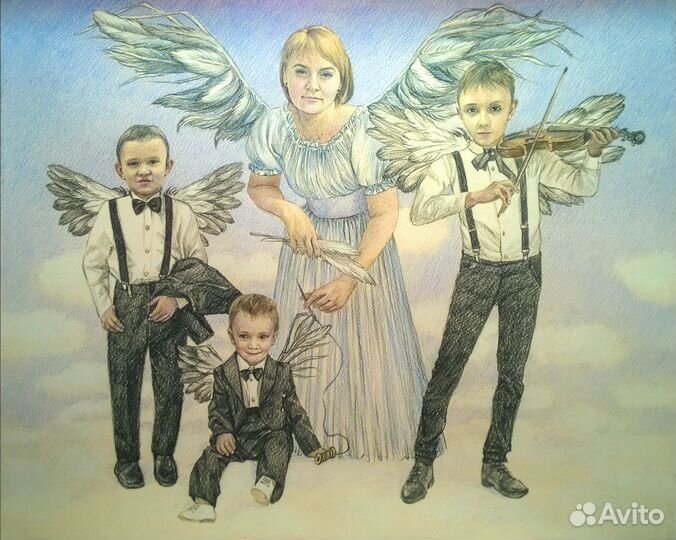 Портрет по фото цветными карандашами