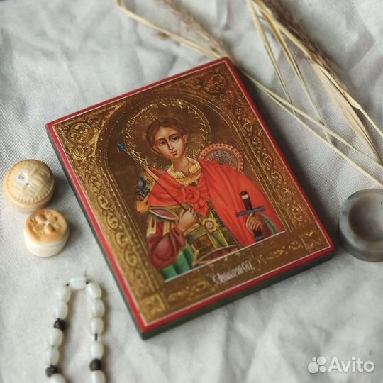 Икона Святой Дмитрий Солунский рукописная