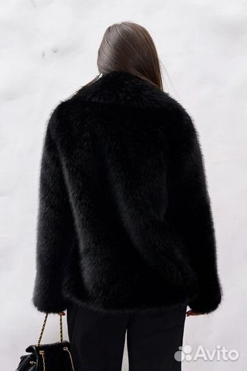 Шуба эко LUX черная 42-44-46