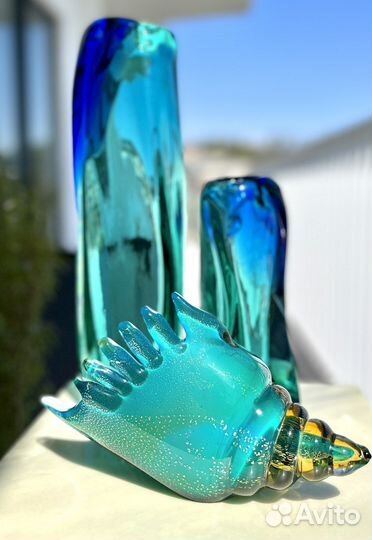 Ракушка бирюзовая из муранского стекла