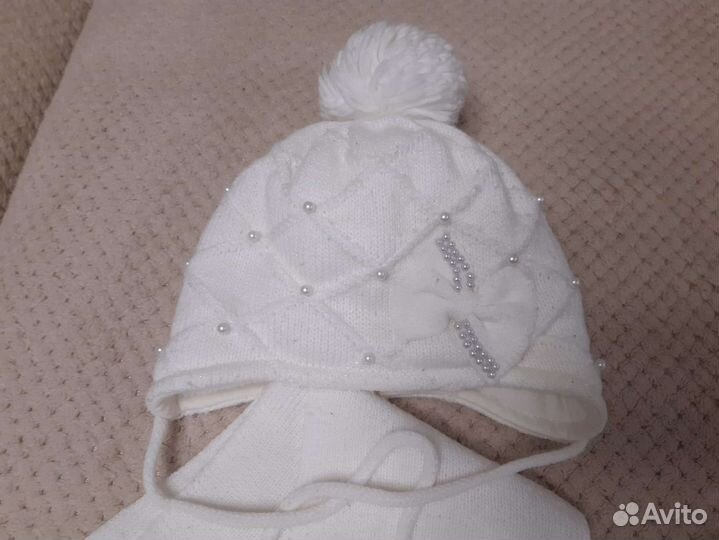 Шапка зимняя + шарф для девочки размер 1,5 - 3 г