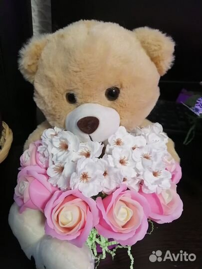 Букет из мыла с игрушкой