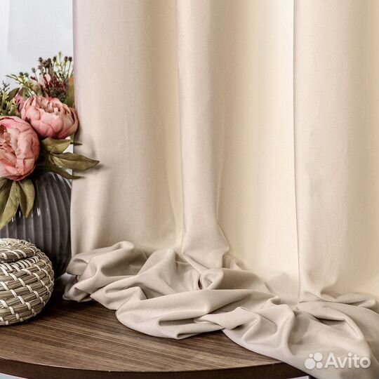 Шторы бархат Беллиссимо ванильный крем пошив