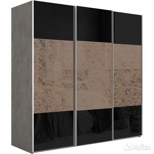 Шкаф-купе Эста 3-х дверный Комби (6 Черных стекол