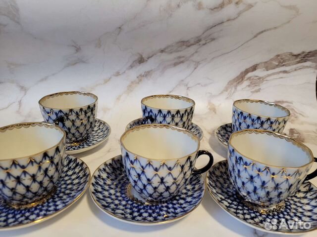 Кофейная лфз кобальтовая сетка с позолотой СССР