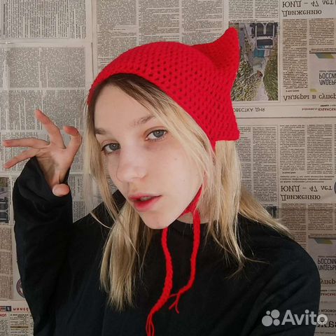 Чепчик с ушками вязаный