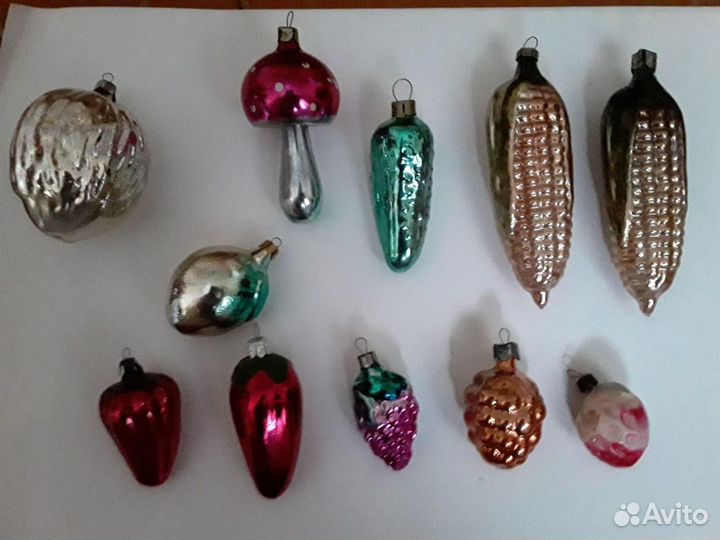 Елочные игрушки, советских времен фрукты (стекло)