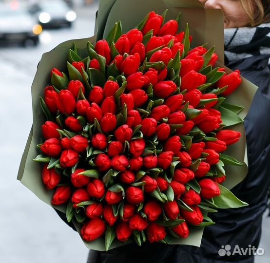 Букет 101 Тюльпан в пленке