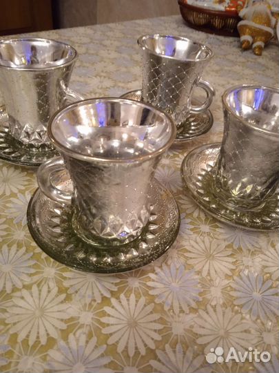 Кофейные пары сервиз люстровое стекло СССР