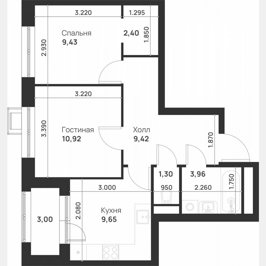 2-к. квартира, 48,6 м², 6/29 эт.