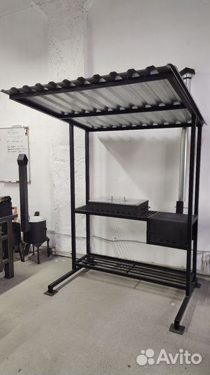 Мангал с крышей и печью