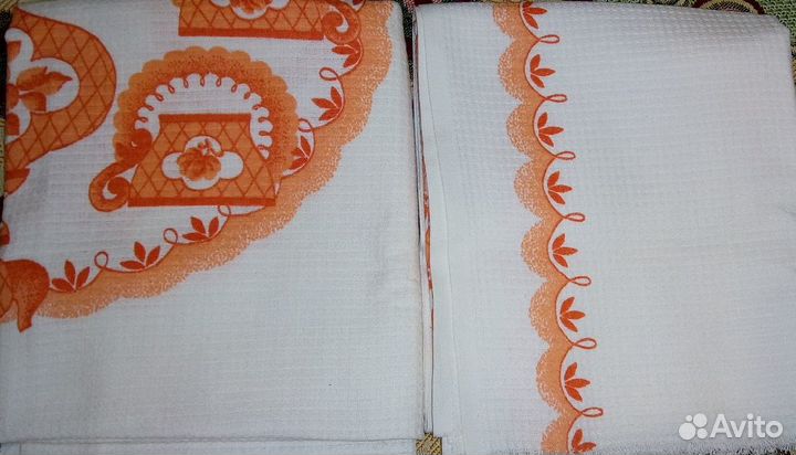 Ткань хлопок вафельная полотенце с каймой СССР
