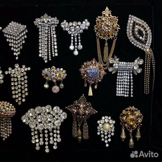 Винтажные броши. Броши с подвесками