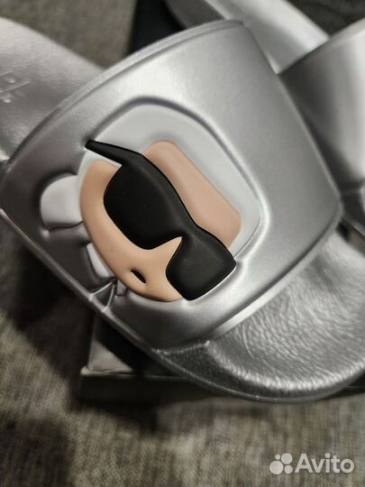 Шлепанцы Karl Lagerfeld 37 серебро, оригинал