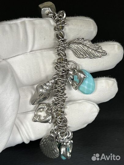 Браслет женский с подвесами серебряный метал