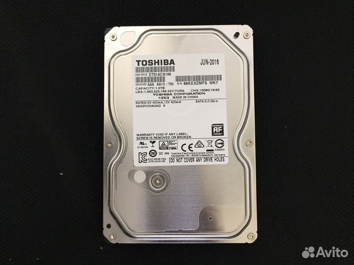 Жесткий диск 3.5” Toshiba 1000 Gb (Для пк)