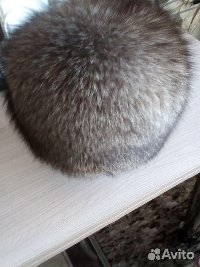 Шапка зимняя меховая женская чернобурая лиса