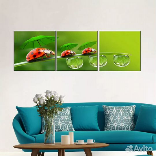 Набор картин с божьей коровкой