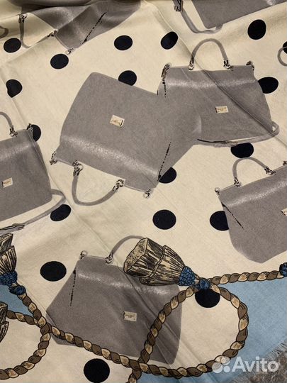 Шерстяной платок шаль DG Dolce Gabbana голубой