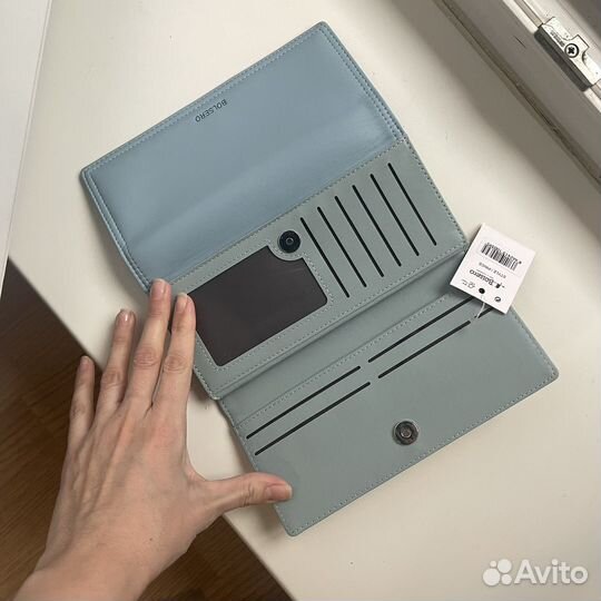 Кошелек женский бежевый/голубой