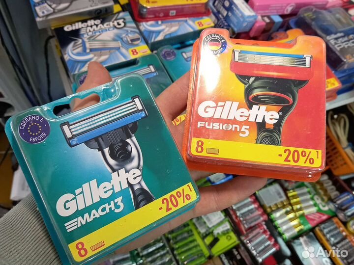 Касеты для бритья Gillette Mach3 и Fusion5 8 штук
