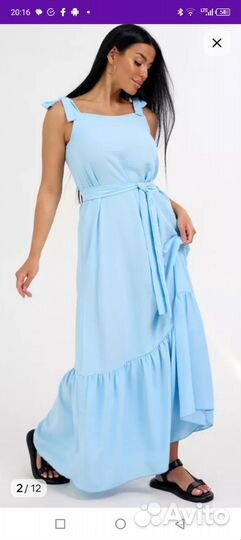 Сарафан, новый, нежно голубой, р 56. макси