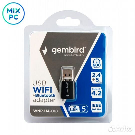 Сетевой адаптер Wi-Fi + Bluetooth Gembird WNP-UA-0