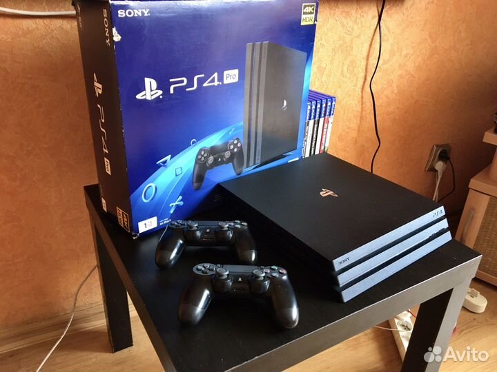 Ps4 pro + доп. джостик + 6 игр