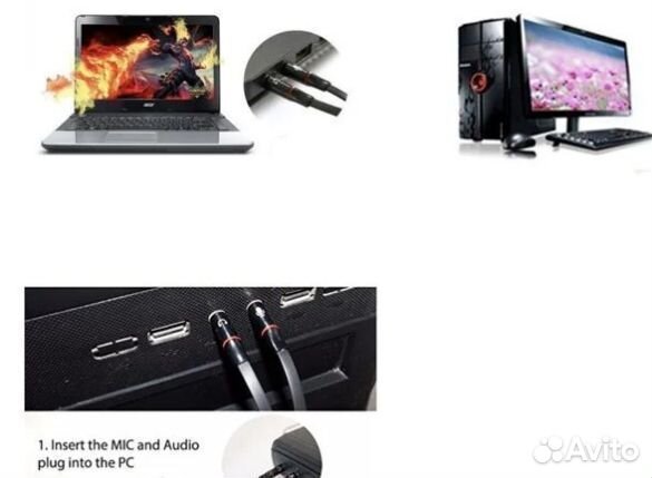 Разветвитель сплиттер аудио микрофон наушники 3,5