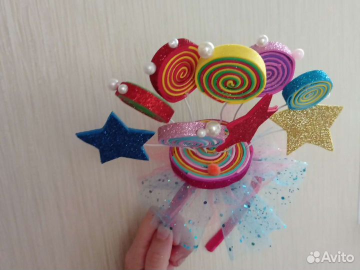 Заколка конфетка, бантики на зажиме