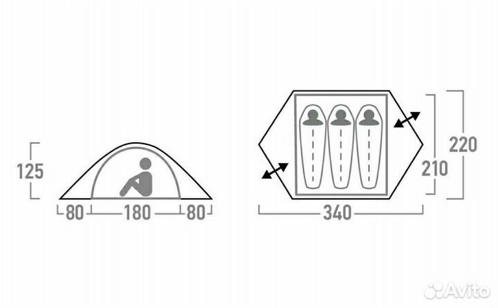 Новая 3-местная палатка Outventure Teslin 3