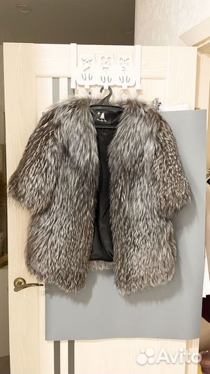 Шуба вязанная из чернобурки