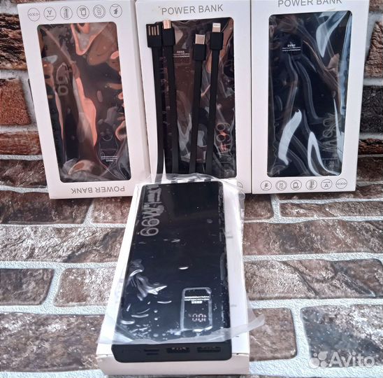 Повербанк с проводами супер быстрая зарядка 66w