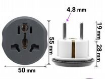 Переходник на евровилку для подключения устройств со штекером uk us cn к обычной российской розетке